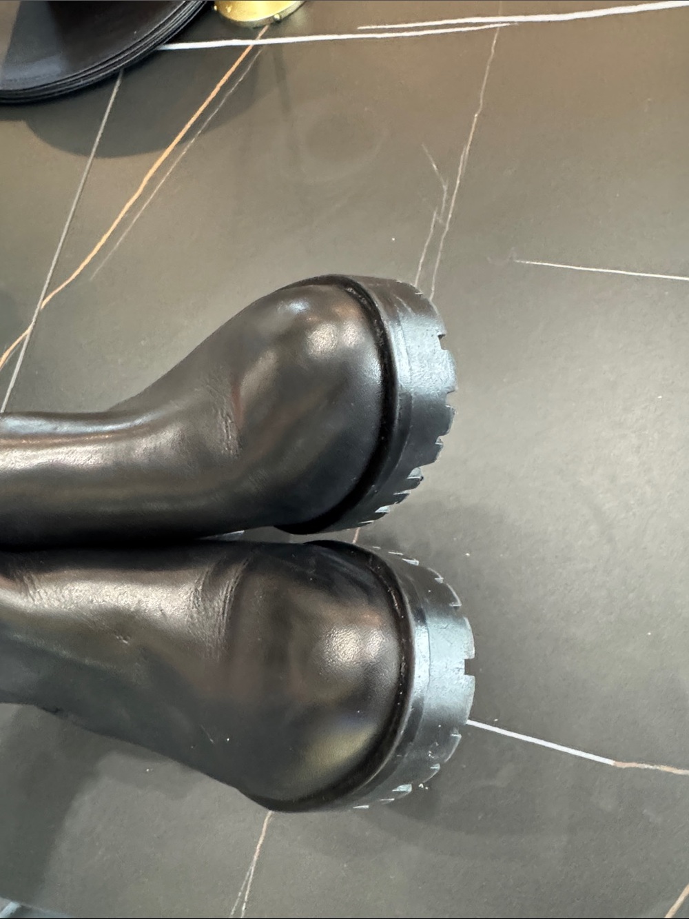 Karl Lagerfeld Black Leather Ankle Boots with Pearl Studs - Picture 5 of 8